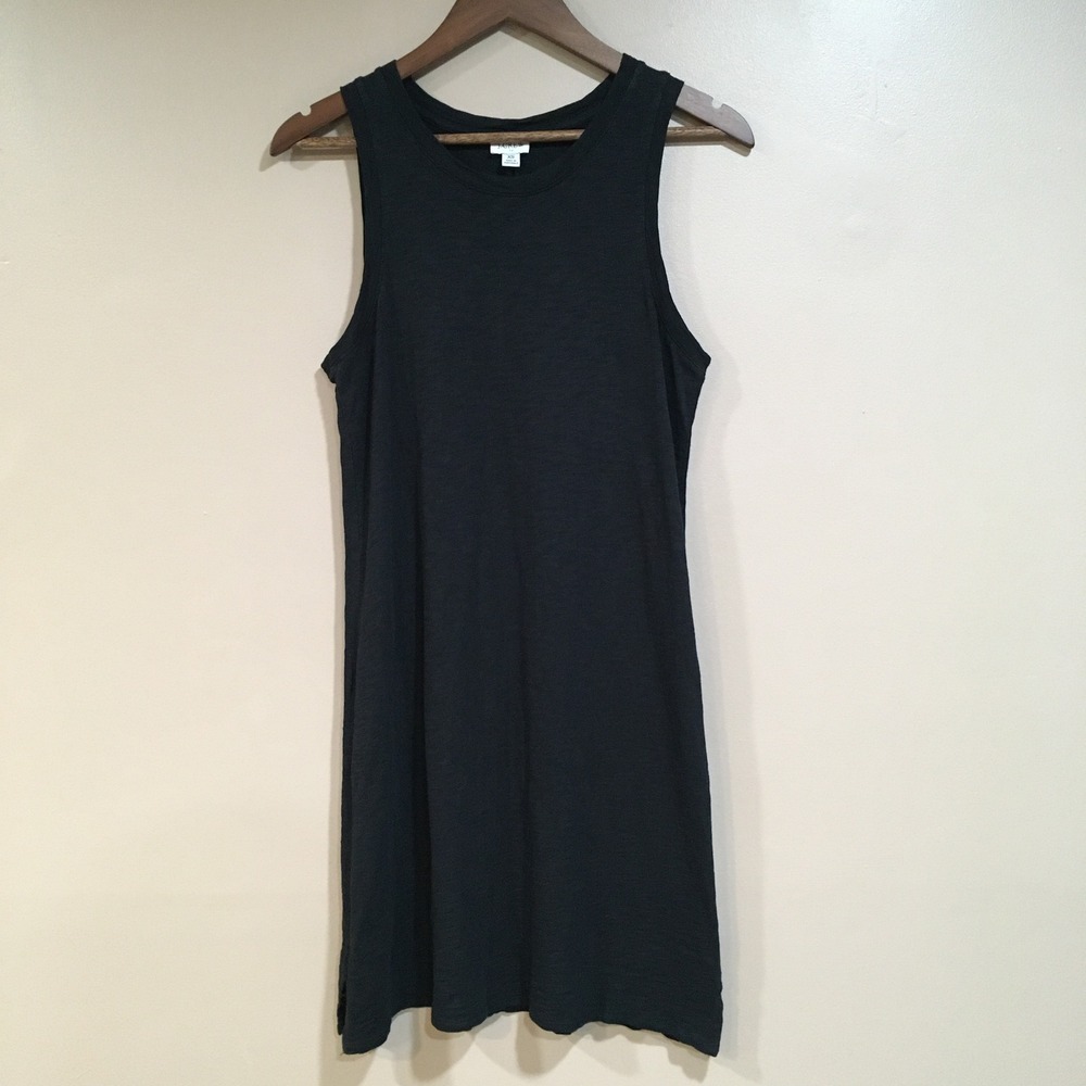 J.Crew Cotton Sleeveless T-Shirt Dress Womens XS Black Minimalist Capsule Basic